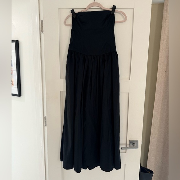 NWT Abercrombie & Fitch Black Drop-waist Strapless Maxi Dress in Black, Size XSP - Picture 5 of 8